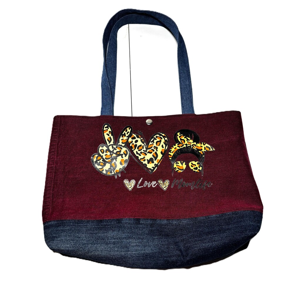 Upcycled Denim Shoulder Tote Bag for Moms